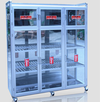 tủ nhôm kính đựng bát đĩa